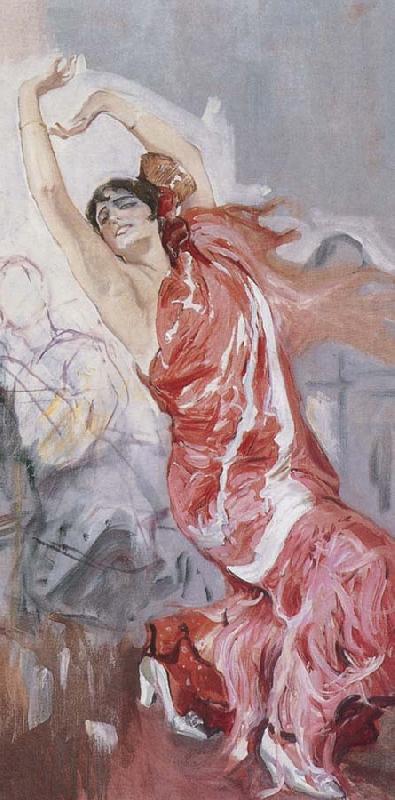 Joaquin Sorolla Long red dance oil painting image